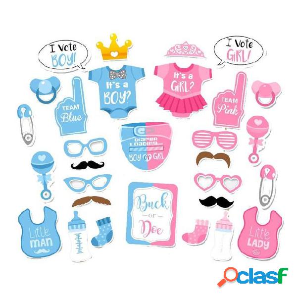 30pcs baby shower gender reveal party boy or girl photo