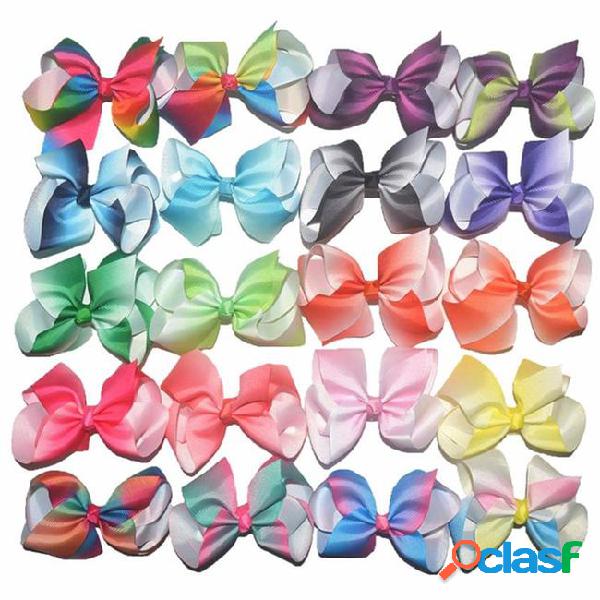 35 color 4.5 inch ombre rainbow bow ribbon hairband