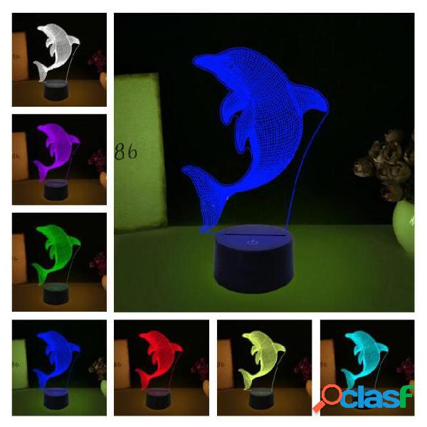 3d creative vision lovely jumping dolphin 7 color change