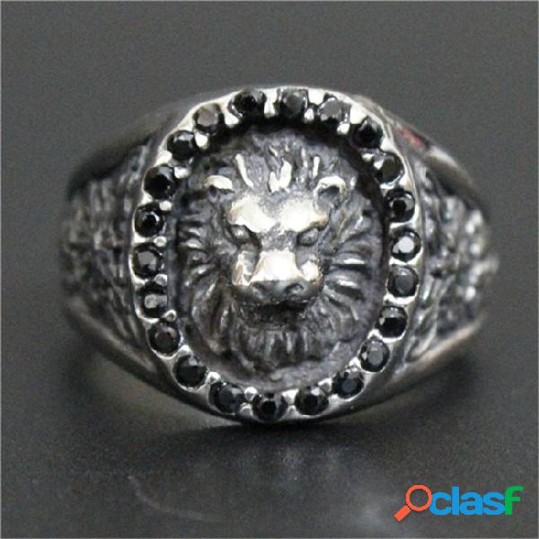 3pc/lot size 8-13 new arrival crystal lion king ring 316l