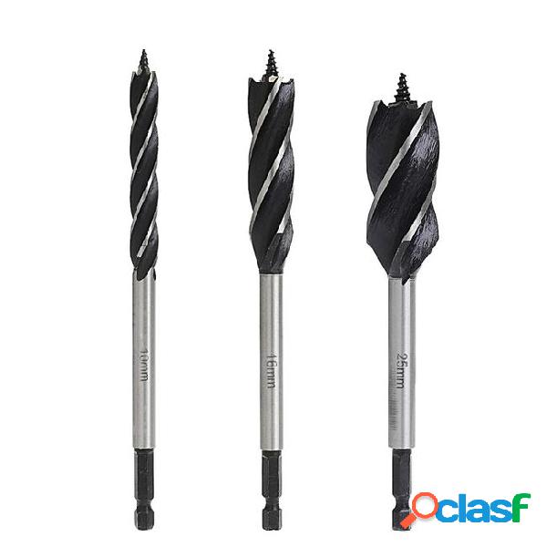 3pcs spiral hss drills for wood 10/16/25mm hex power tools