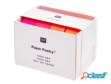 4 Cintas Adhesiva, neón, colores rojos