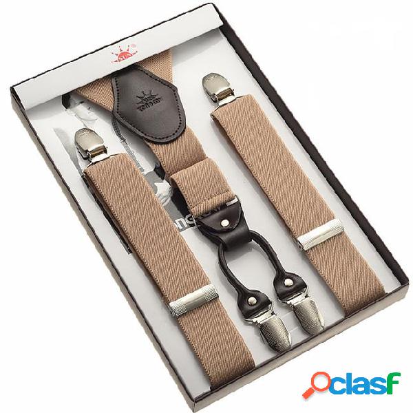 4 clips suspender khaki suspender leather free shipping