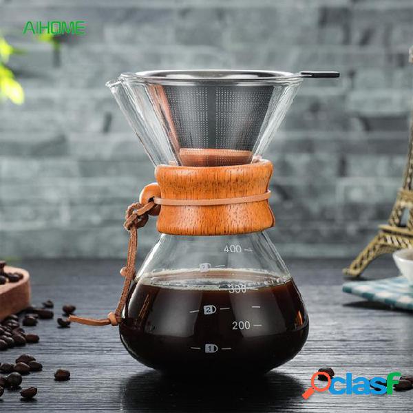 400ml pour over maker drip thicken glass container hand
