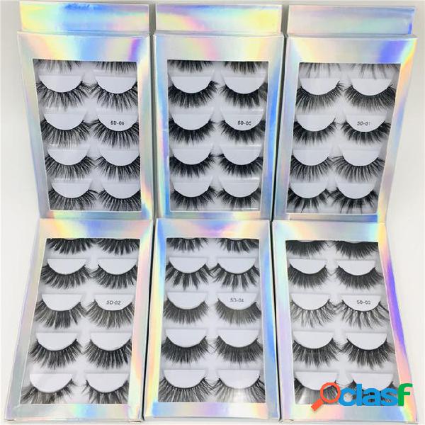 5 pairs false eyelashes with holographic box,5 pairs