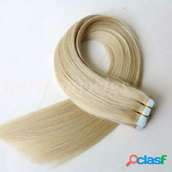 50g 20pcs tape in human hair extensions 18 20 22 24inch #60a