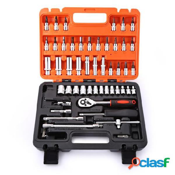 53pcs auto car repair tool box set ratchet wrench sleeve