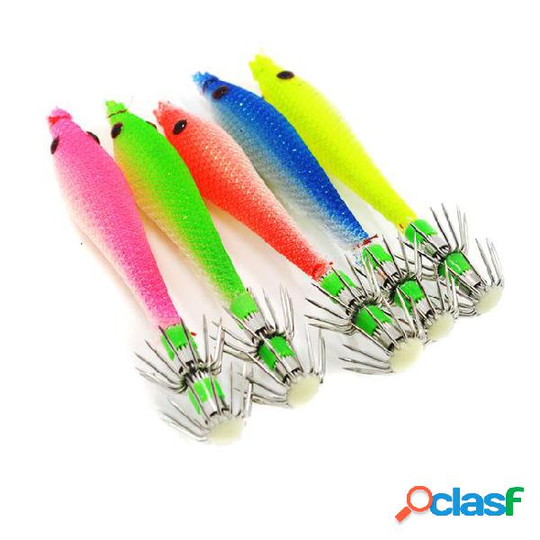 5pcs 90mm 2# luminous squid hook 5 colors soft squid jigs