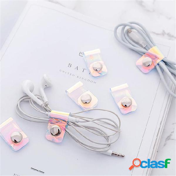 5pcs cute cable winder earphone buckle cable organizer laser