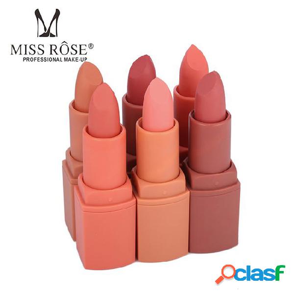 6 colors/lot brand miss rose moisturizer matte lipstick