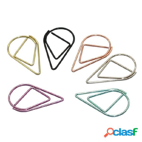 60 pcs 6 colors metal material drop shape paper clips funny