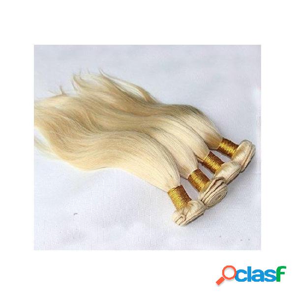 #60 platinum blonde color straight hair extensions10-28