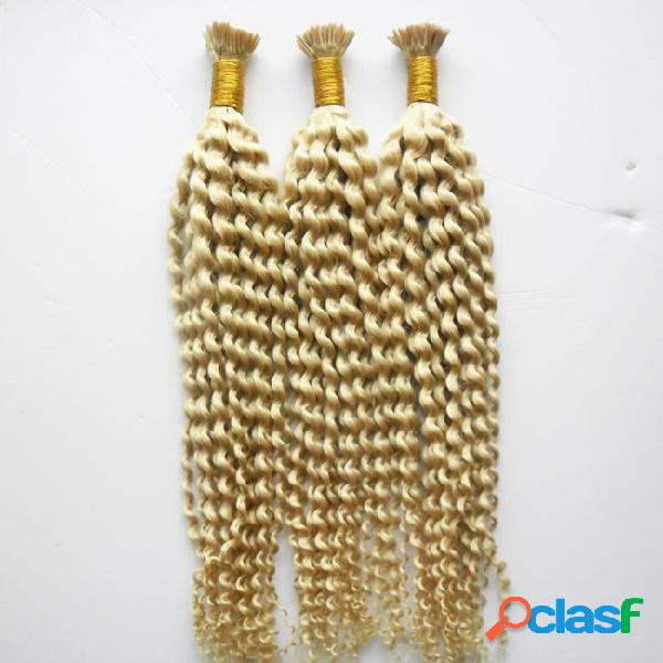 613 blonde kinky curly 1g/strand remy nail i tip human hair