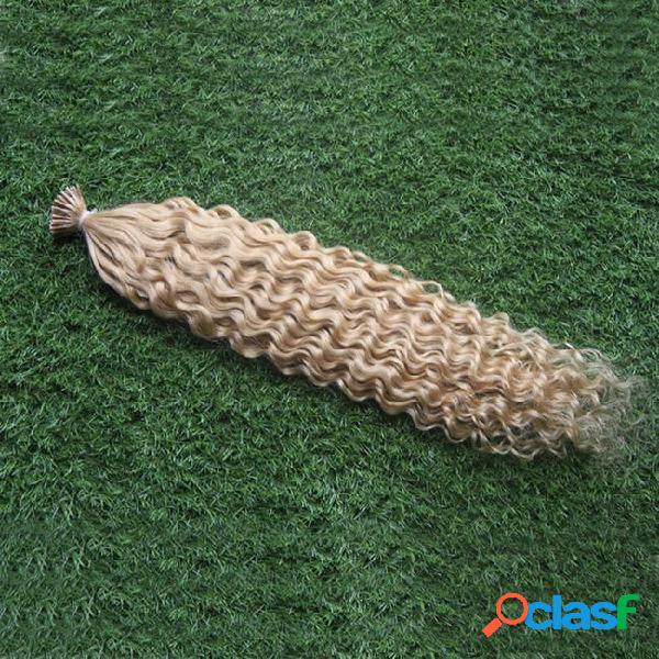 613 blonde virgin hair mongolian kinky curly hair i-tip hair