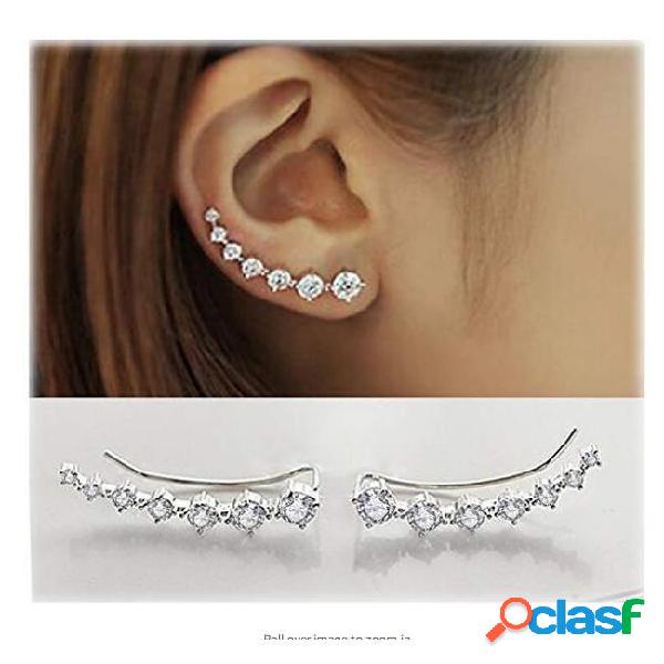 7 crystals ear cuffs hoop climber alloy silver earrings