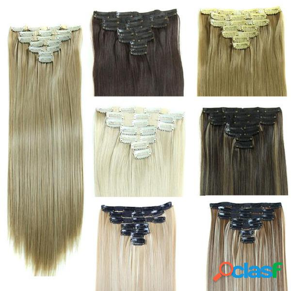 7pcs/set 260g synthetic clip in hair extensions straight