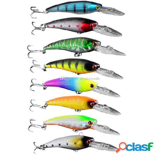 8pcs plastic minnow fishing lures bass crankbait tackle