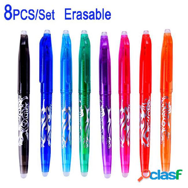 8pcs/set new 0.5mm erasable pen colorful 8 color magic gel