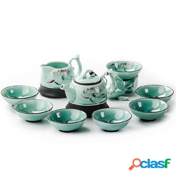 9 pcs porcelain tea set cup heat insulated chinese ceramic