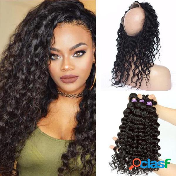 9a brazilian deep wave wavy 360 lace frontal closure with