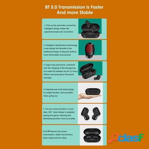 A6X True Wireless Stereo BT 5.0 Auriculares Huella digital