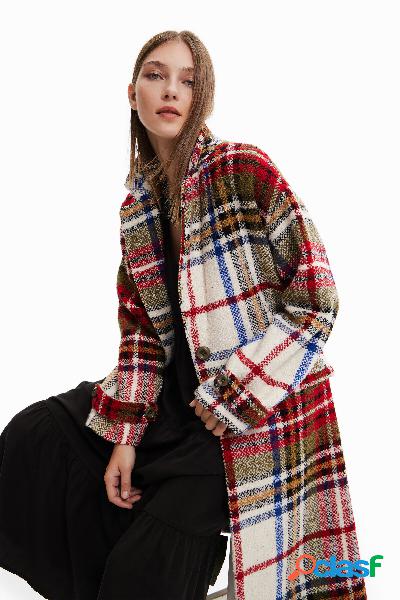 Abrigo largo tartán lana - GREEN - XL