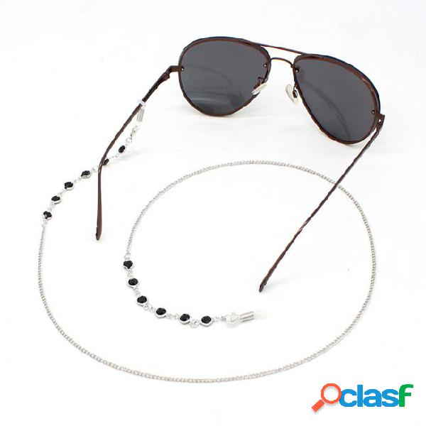 Acrylic crystal beads silver link chain eyeglasses chains