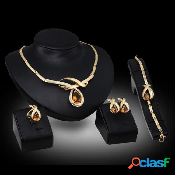 African jewelry sets 18k gold plated zircon drop bridal