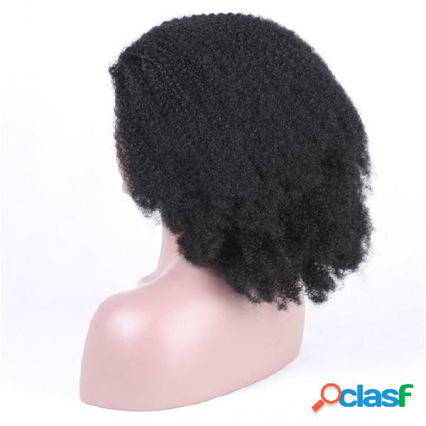 Afro curly front lace wig human hair brazilian malaysian