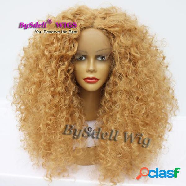 Afro fluffy kinky curly hair wig synthetic lace front wigs