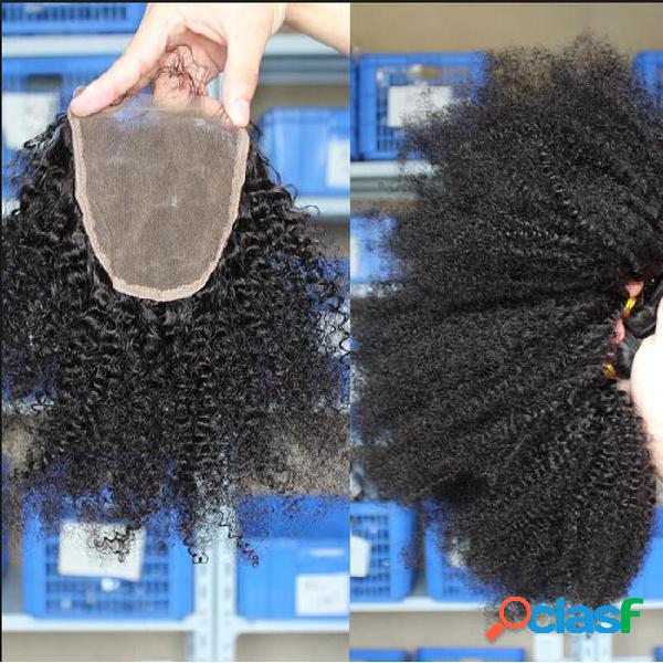 Afro kinky curly hair 3 bundles with afro kinky closure free