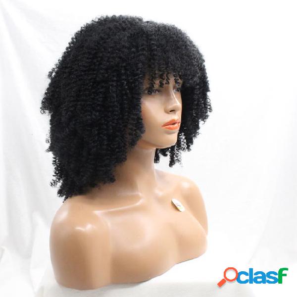 Afro kinky curly synthetic hair front lace wigs with full