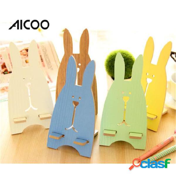 Aicoo cartoon cute mobile phone kickstand universal wooden