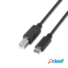 Aisens Cable Usb 2.0 Impresora 3a Tipo Usb-c/m-b/m Negro