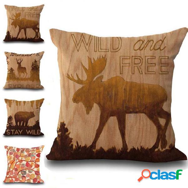 Animal deer bear wild and free pillow case cushion cover