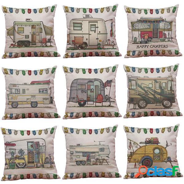 Animation rv printed linen cushion cover home office sofa