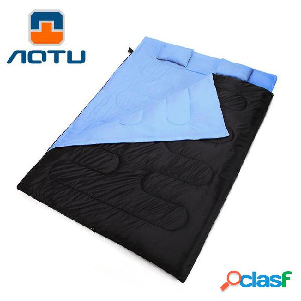 Aotu outdoor camping hiking double sleeping bag with 2