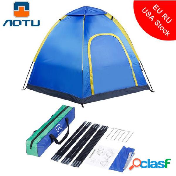 Aotu waterproof hexagonal large camping tent blue outdoor