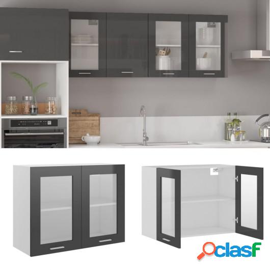 Armario colgante cocina contrachapada gris brillo 80x31x60