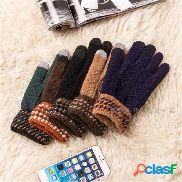 Autumn and winter touch screen gloves wool knit gloves