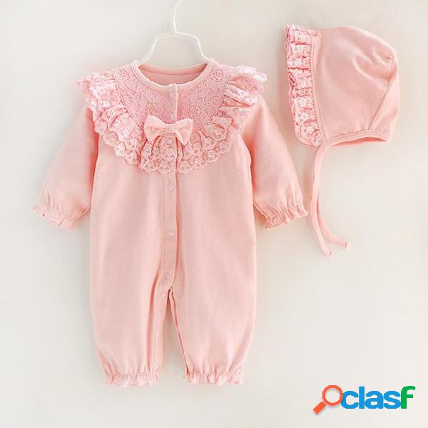 Autumn newborn baby girl clothes sets lace bow princess