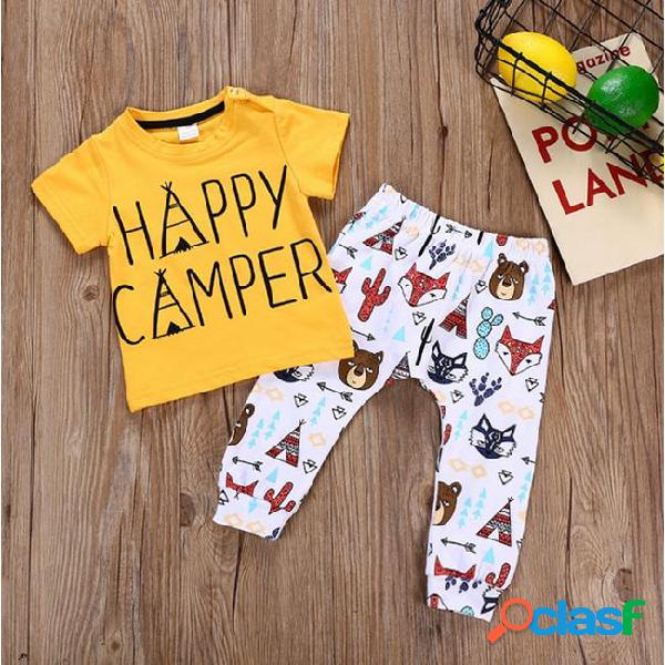 Baby boy clothes letter printed kids shirts fox bear