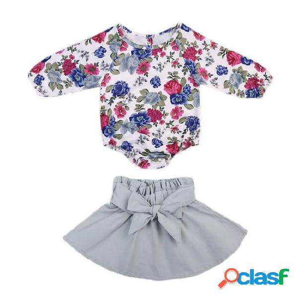 Baby girl bodysuits tops long sleeve skirts bow coue