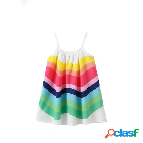 Baby girl clothes happy color print suspender long skirt