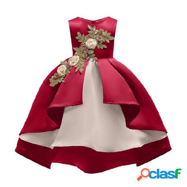 Baby girl embroidery silk princess dress for wedding party