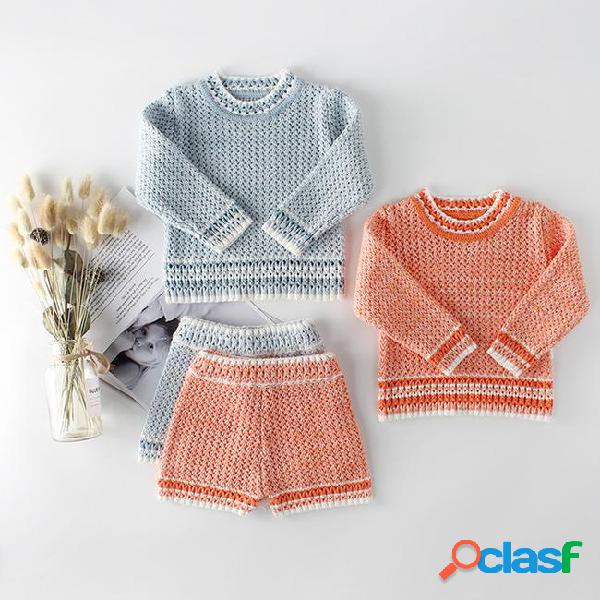 Baby girls knitted sweater set kids sweaters cotton spring