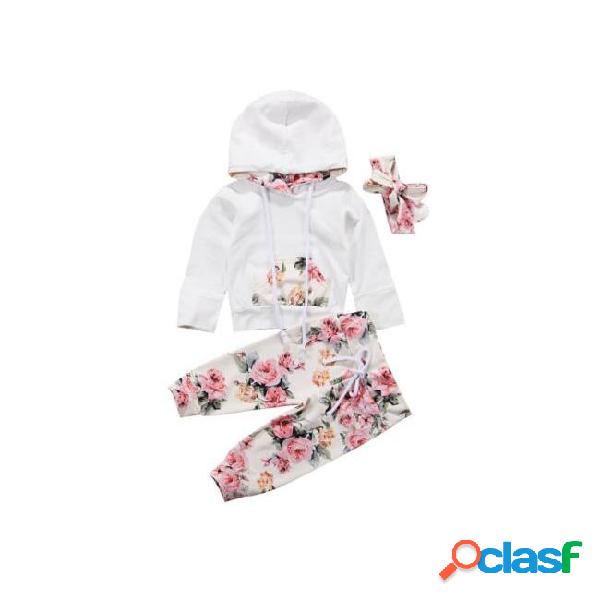 Baby kids clothing sets girl girl flowers casual hoodies