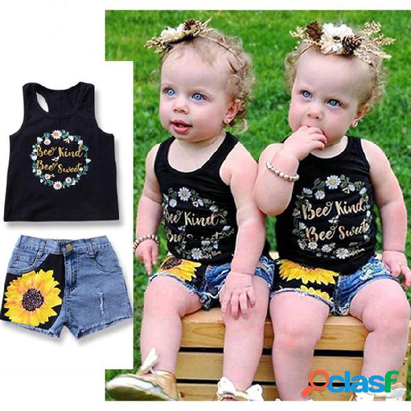 Baby kids girls clothes summer girls vest + pants 2 piece