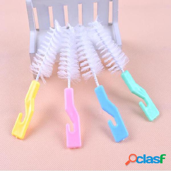 Baby milk bottle clean brush with hook nipple feeding water