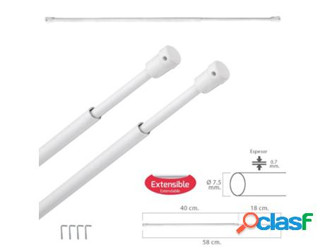 Barra visillo extensible 40/58 cm. con soporte, sin muelle